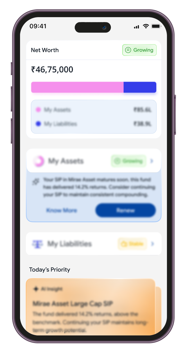 Fintoo net worth tracker screen