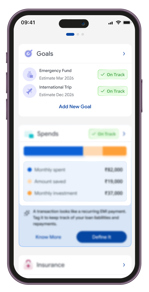 Fintoo smart goal planning screen