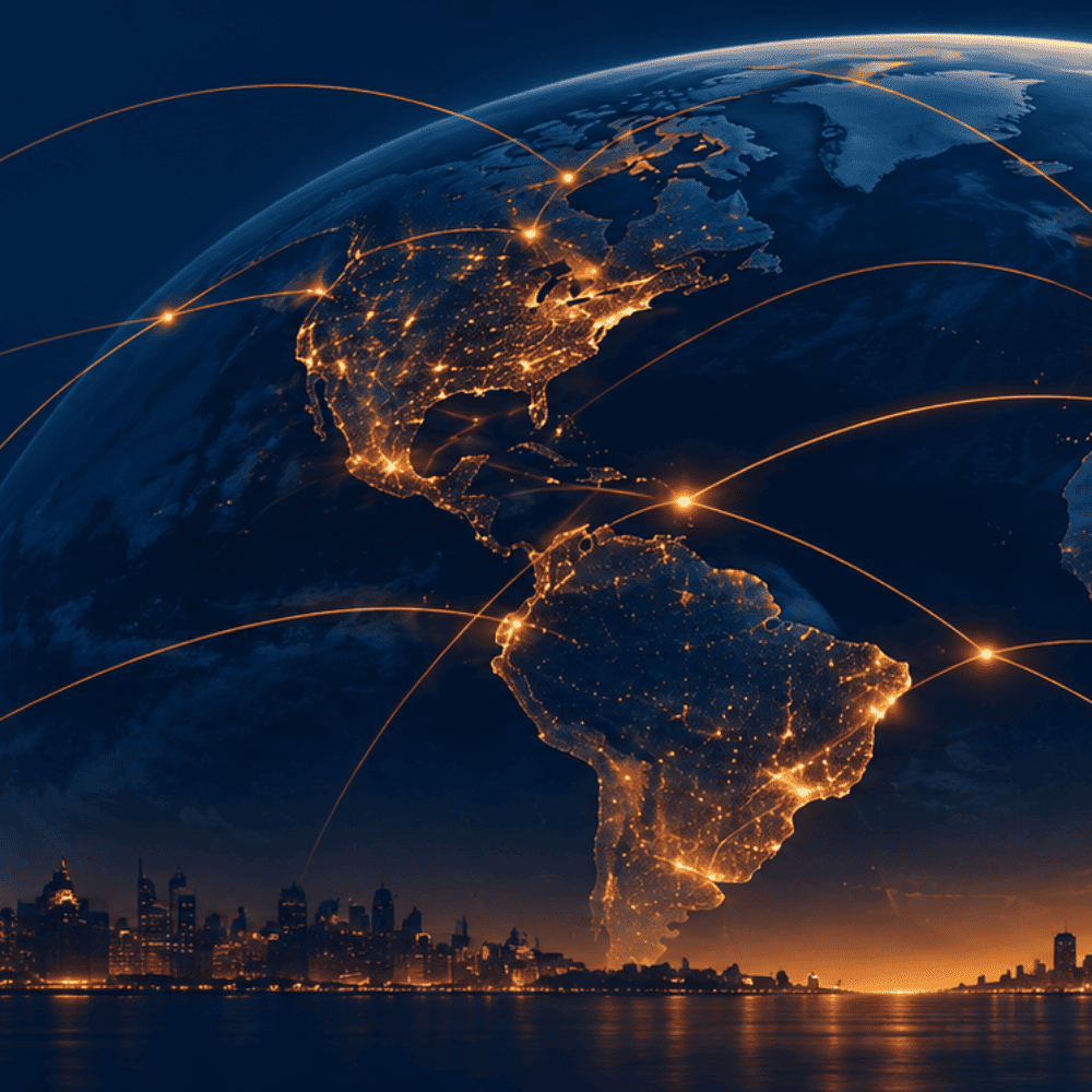 A connected globe representing coordinated investment advice across international markets